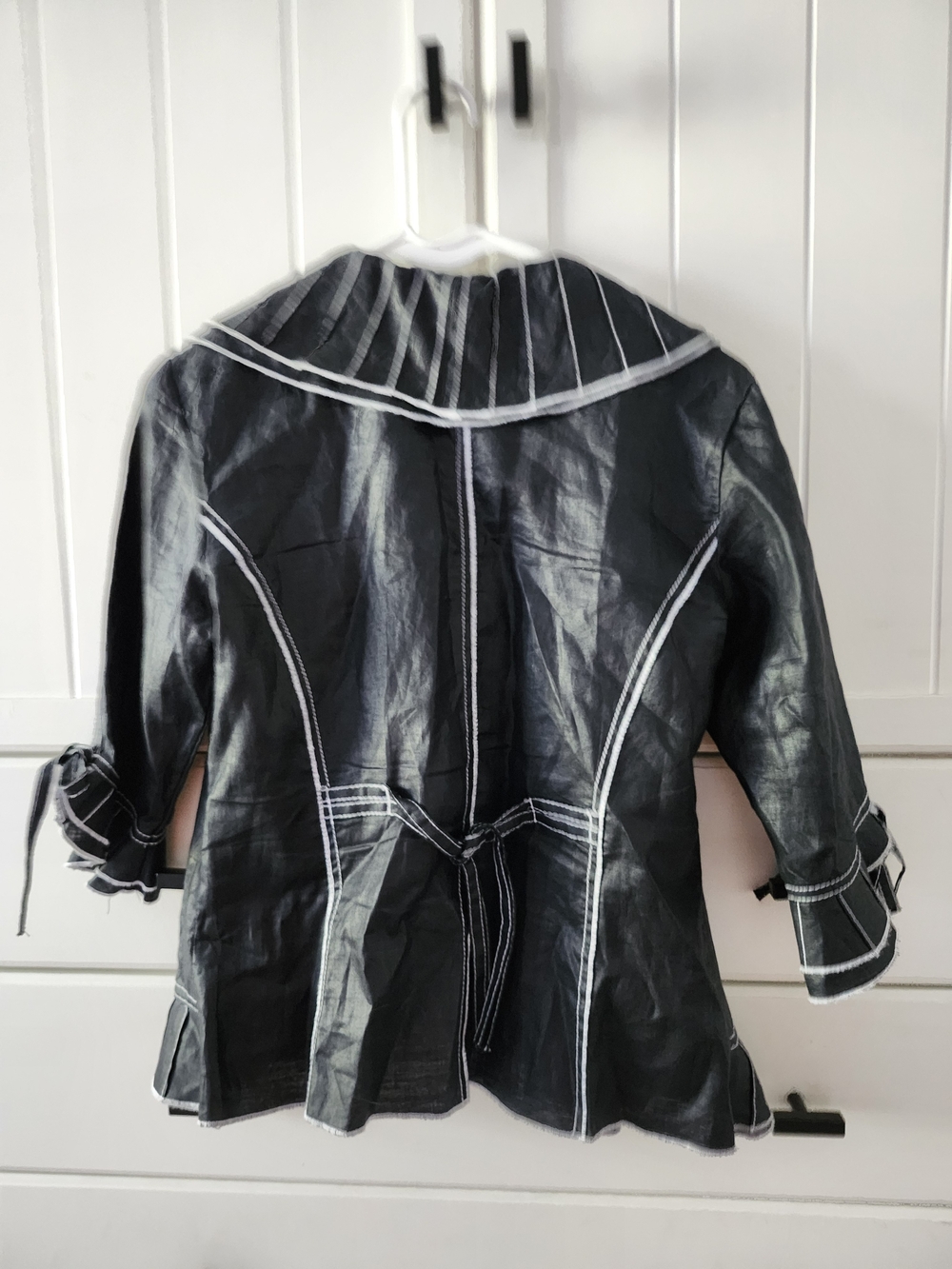 Jm Collection Black Ruffle-Trim Jacket - Picture 2 of 6